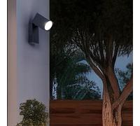 Applique murale orientable pour l'extérieur, spot lumineux pour balcon, aluminium noir, LED 4,5W 400Lm blanc chaud, LxHxP 6,6x10x9,2 cm