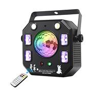 Lampe de fête DJ, lumières de scène WorldLite 4 en 1 avec boule kaléidoscope magique, motifs LED stroboscopiques et lumière UV violette, idéal pour l'éclairage de scène et DJ, discothèque, fête