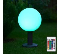 Lampe de socle de jardin Éclairage extérieur Lampe d'extérieur Lampadaire, verre alu, télécommande à intensité variable, 1x RGB LED 8,5W 806Lm, DxH 25x38 cm