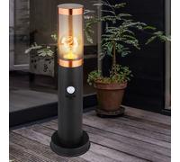 Lampadaire LED sur pied éclairage extérieur fumé cuivre extérieur avec détecteur de mouvement Lampadaire de jardin, acier inoxydable plastique, 7W 806lm blanc chaud, DxH 7,6x45 cm