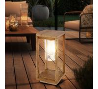 Lampe d'extérieur lanterne d'extérieur aspect bois avec capteur crépusculaire résistant aux intempéries IP44, aluminium plastique, 1x douille E27, LxlxH 15x15x35 cm