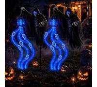 Lampe de jardin animée Halloween Soul Harvester, fantôme LED bleu solaire