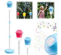 Lampe de jardin automatique à bulles, machine à bulles sur pied avec lumières LED, hauteur réglable pour mariage, anniversaire, pique-nique, camping, fête (bleu)