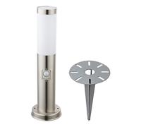 Lampe de jardin avec détecteur de mouvement, lampadaire extérieur, lampadaire, détecteur de mouvement, éclairage de chemin, sol extérieur, avec piquet, acier inoxydable, 1xE27, DxH 12,7x 45 cm