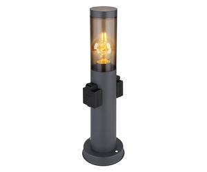 Lampe de jardin avec douille anthracite Lampe d'extérieur avec prise de courant Colonne de prise de jardin avec lumière, fumée en plastique en acier inoxydable, 1x E27, DxH 7,6x45 cm