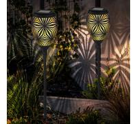 Lampe de Jardin Borne Lumineuse Solaire Imperméable Décorative Noir LED Chaude