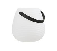 Lampe de jardin DERBIA - Rechargeable, forme ouf Ø21cm, polyéthylène, anse, Blanc