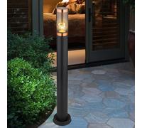 Lampadaire jardin exterieur lampe d'exterieur lampadaire éclairage de chemin acier inoxydable exterieur, accent cuivre fumée noire, 1x E27, DxH 7.6x80 cm