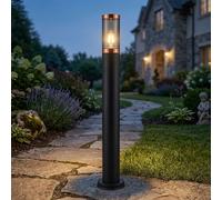 Lampadaire jardin exterieur lampe d'exterieur lampadaire éclairage de chemin acier inoxydable exterieur, accent cuivre fumée noire, 1x E27, DxH 7.6x80 cm