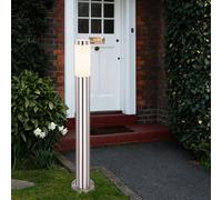 Lampadaire d'extérieur lampe d'allée de jardin en acier inoxydable socle argenté lampadaire d'extérieur hauteur de colonne 80 cm