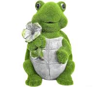 Lampe de jardin en forme de tortue floquée à énergie solaire, statue LED décorative d'extérieur en résine pour cour, patio, pelouse, figurine d'animal vert avec marche/arrêt automatique