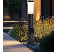 Eclairage de chemin LED extérieur avec détecteur de mouvement, 2x prise, éclairage de jardin sur pied, acier inoxydable anthracite, IP44, H 60cm, jardin, porche, allée de cour