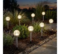Lampe De Jardin Extérieure Solaire Avec Pieu Terre LED Acier Inox 8er Set
