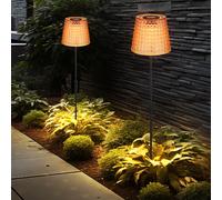 Lampe solaire LED décoration de jardin lampe extérieure en cristal, plastique noir ambre, batterie IP44 piquet de terre, blanc chaud 3000K, lot de 2, H 60 cm
