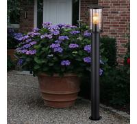 LED Lampadaire Lampe de terrasse Lampe de jardin sur pied, acier inoxydable noir verre fumé, 7W 806lm blanc chaud, DxH 14,3 x 100cm