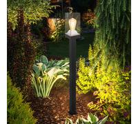Borne lumineuse E27 éclairage de chemin extérieur noir Eclairage extérieur sur pied de jardin, aluminium moulé sous pression plastique transparent, 1x E27, LxlxH 10x10x100 cm
