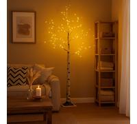 Lampe d'extérieur décoration de jardin lampadaire bouleau design lampe de terrasse lampe de jardin, plastique métal blanc, LED 0,02W 32Lm 2500K blanc chaud, H 150 cm