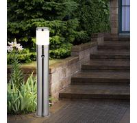 Lampe d'allée LED avec détecteur de mouvement Lampes d'extérieur Lampadaire de jardin Détecteur de mouvement, acier inoxydable argenté, 1x E27 LED blanc chaud, DxH 14x80 cm