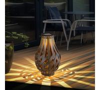 Lanterne de décoration de jardin Lanterne solaire avec maille de bambou à suspendre ou à poser, LED blanc chaud, DxH 27x17,5 cm, terrasse de jardin