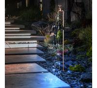 Robinet de jardin décoratif pour robinet solaire avec éclairage extérieur Prise de jardin solaire pour extérieur, effet feu, métal doré, 60x LED blanc chaud, LxlxH 11x6x80 cm
