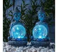 Lampe de Jardin Solaire Extérieure 2er Set IP44 Batterie Bouddha Changement LED
