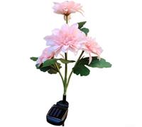 Lampe de jardin solaire pivoines 75 cm résistant aux intempéries | Soie & Acier Inoxydable, Lumière LED Douce, Auto On/Off, Entrée au Sol Facile, Rose/Blanc Crème/Marine,