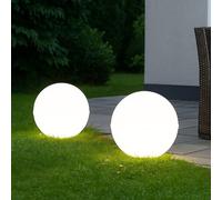 Lampe d'extérieur boule lumineuse enfichable E27, boule lumineuse sur piquet, décoration de jardin, blanc, câble 5m, douille E27, DxH 20x51 cm, lot de 2