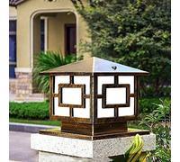 Lampe de jardin sur pied d'extérieur étanche en aluminium et verre E27 Stigma, lampadaire, éclairage de pilier pour porche et patio, style industriel rétro, lanterne de rue, décoration de table (Bl (