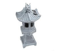 Lampe de jardin zen à énergie solaire en résine effet pierre avec étanchéité IP44, décoration extérieure automatique du crépuscule à l'aube pour cour, terrasse, pelouse (A)