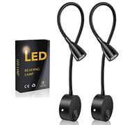 Lampe de lecture,2 lumières de lit à LED,Montée sur le mur à côté des lampes en aluminium,lampe d'éclairage blanc chaud,200 Lumen/3000K/3W,Angle de faisceau:30 °,Longueur du col de cygne:38cm