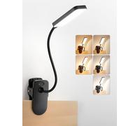 Lampe de Lecture,9 Niveaux de Luminosité+5 Couleur Lampe de Bureau Sans Fil | 4000mAh Lampe LED Rechargeable, 450 Lumens Lampe Pince,Flexible à 360° Lampe de Chevet Sans Fil, Pour Lire au Lit/Table/Livre