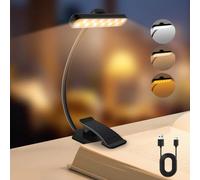 Lampe de lecture à LED avec 24 LED pour enfants, lampe de lecture rechargeable par USB, 3 modes de température de couleur et 5 niveaux de luminosité à intensité variable, lampe à pince flexible pour