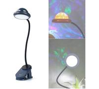 lampe de lecture à pince LED rechargeable par USB avec projection d'étoiles intensité tactile à 360 bleu