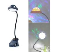 lampe de lecture à pince LED rechargeable par USB avec projection d'étoiles intensité tactile à 360 ° (bleu)