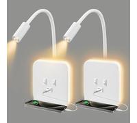 Lampe de Lecture Col de Cygne Flexible 3W + 9W 3000K, Applique Murale LED avec Port de Charge USB et Plateau pour téléphone, Liseuse de Chevet Réglable Spot pour Salon Chambre(Weiß, 2 Stück)