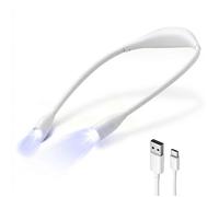 Lampe de lecture de cou rechargeable FISHTEC 3 couleurs de lumière 3 intensités bras flexibles autonomie 6-20 h Blanc