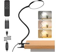 Lampe de lecture de disque prise 12cm Col de cygne,Veilleuse intégrée, 5 Niveaux,Sans scintillement,Pour bureau/table de nuit