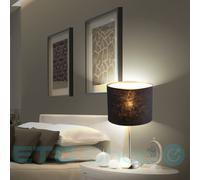 Lampe de lecture de table, lampe de chevet de chambre, interrupteur, spot, abat-jour textile noir