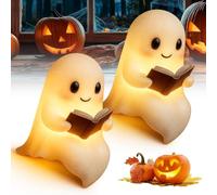 Lampe de Lecture Fantôme, Lampe de Lecture Fantôme Mignonne ，Veilleuse Halloween Fantôme,Lampe de Chevet LED 3D Halloween,Convient pour Fêtes Chambres (Grand& Petit) [Classe énergétique A] (2 pcs)