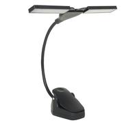Lampe de lecture flexible LED à clipser sur support de musique avec 2 pinces pliantes pour lecture de livre de voyage rechargeable par USB