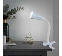 Lampe à pince Flexo lampe de bureau blanche lampe à pince lampe de lecture mobile, métal plastique, 1x douille E14, H max.