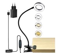 Lampe de Lecture, Lampe de Bureau, Lampe Bureau a Pince, L’Adapteur Inclus, 360° Flexible Liseuse, 3 Modes D’Éclairage, pour le Bureau Et le Domicile