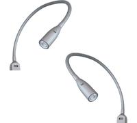 Lampe de lecture LED flexible incl. fonction de recharge USB Alu gris argenté Set de 2 pièces gris argenté