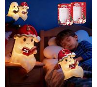 Lampe de lecture l'esprit de Noël avec chapeau de Père Noël, jolie statue de fantôme lumineuse, pour l'intérieur, pièce de table (A, 15 cm, 18 cm, 2)