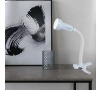 Lampe de Lecture Lumière Serrage Bureau Bras Flexible LED Pivotant Métal Blanc