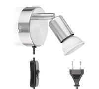 Lampe de lecture LUNARA avec interrupteur et prise chrome mat GU10 Applique [EEK: F]