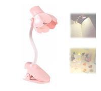 Lampe de lecture mignonne en forme de fleur pastel, mini lampe de lecture en forme de fleur pour lire au lit, lampes à pince rotatives à 360 °, veilleuse pour le soin des yeux avec 10 piles (rose)
