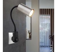 Lampe De Lecture Murale À Prise Nickel Noir Flexible