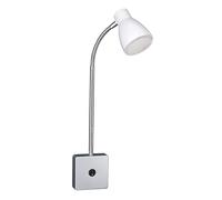 Lampe de lecture murale LED Lampe de lit à fiche Chambre à coucher, Flexo, lampe murale, métal argenté blanc, 1x LED 3W 200Lm 3000K, DxH 15,5x37 cm