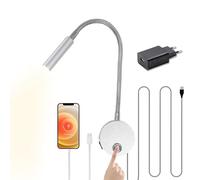 Lampe de Lecture Murales Tactile Dimmable Applique Liseuse LED Tete de Lit avec Port USB et Interrupteur, Flexible Col de Cygne Lumière avec Prise, 3W Lampe Chevet Murale pour Lire au Lit, Chambre